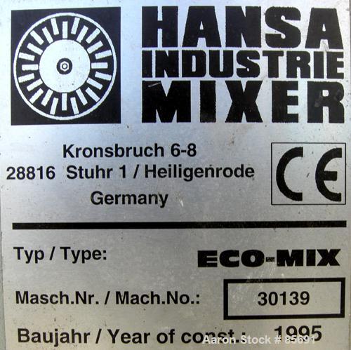 USED: Hansa Eco-Mix continuous dynamic foam generator, model Ecomix, 304 stainless steel. Approximately 8-1/2" diameter x 11-3/8" deep horizontal chamber with mixing pins. 2" NPT inlet, 1" NPT outlet...