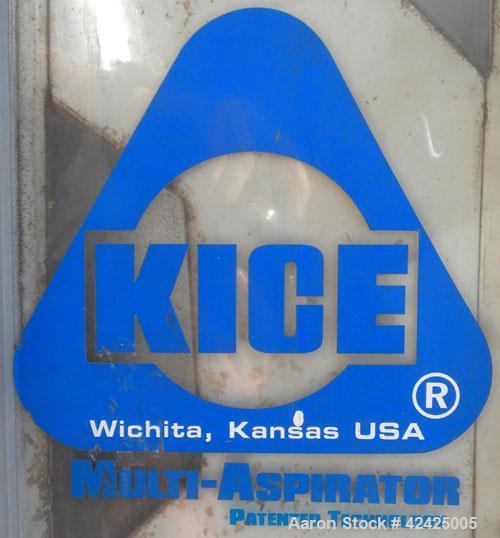 Used Kice Multi-Aspirator, Model 6E12, Carbon Steel. Approximately 12’’ wide with 5 slides. Top air outlet, top product inlet, bottom product outlet. Rated approximately 1000 pounds an hour.