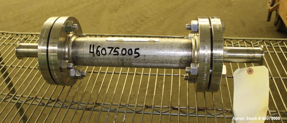 Used Koch-Glitsch Static Mixer, Type SMX, 316 Stainless Steel. (4) Mixing elements, approximate 2-1/2" diameter x 14" long chamber, 1-1/2" tri-clamp inlet/outlet. Job#914601.