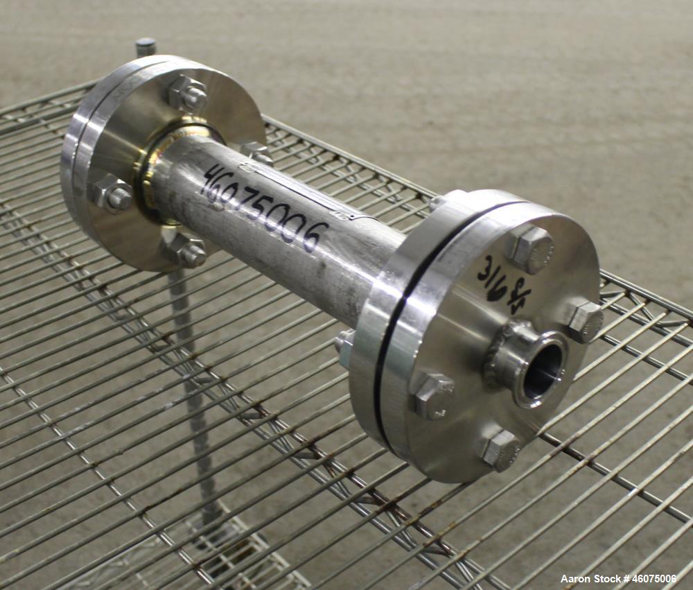 Used Koch-Glitsch Static Mixer, Type SMX, Stainless Steel. (4) Mixing elements, approximate 2-1/2" diameter x 12" long chamber, 1-1/2" tri-clamp inlet/outlet. Job#916043.