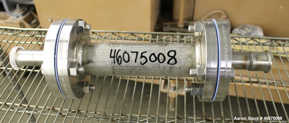 Used Koch-Glitsch Static Mixer, Type SMX, Stainless Steel. (4) Mixing elements, approximate 2-1/2" diameter x 14" long chamber, 1-1/2" tri-clamp inlet/outlet. Job#941416.