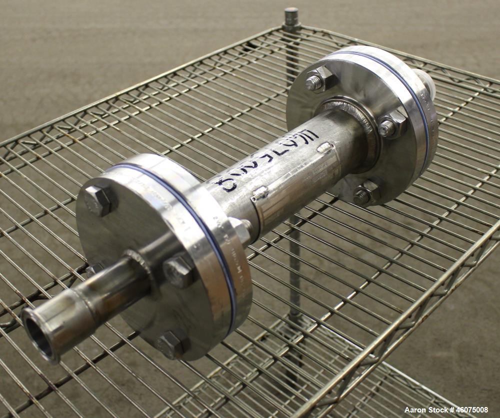 Used Koch-Glitsch Static Mixer, Type SMX, Stainless Steel. (4) Mixing elements, approximate 2-1/2" diameter x 14" long chamber, 1-1/2" tri-clamp inlet/outlet. Job#941416.