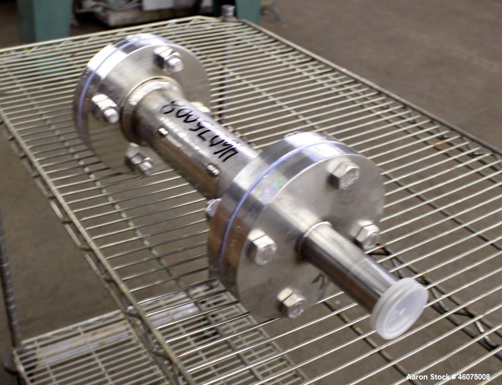 Used Koch-Glitsch Static Mixer, Type SMX, Stainless Steel. (4) Mixing elements, approximate 2-1/2" diameter x 14" long chamber, 1-1/2" tri-clamp inlet/outlet. Job#941416.