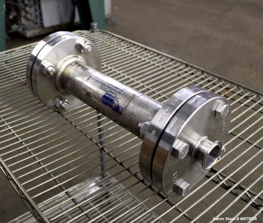 Used Koch-Glitsch Static Mixer, Type SMX, Stainless Steel. (4) Mixing elements, approximate 2-1/2" diameter x 14" long chamber, 1-1/2" tri-clamp inlet/outlet. Job#940882.