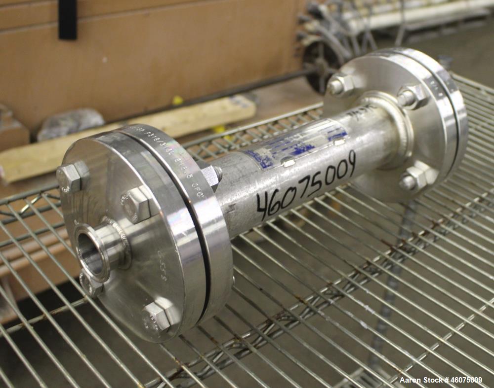 Used Koch-Glitsch Static Mixer, Type SMX, Stainless Steel. (4) Mixing elements, approximate 2-1/2" diameter x 14" long chamber, 1-1/2" tri-clamp inlet/outlet. Job#940882.