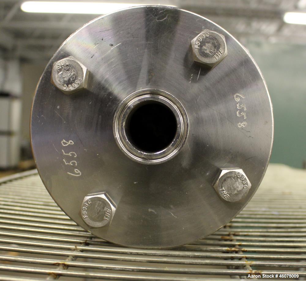 Used Koch-Glitsch Static Mixer, Type SMX, Stainless Steel. (4) Mixing elements, approximate 2-1/2" diameter x 14" long chamber, 1-1/2" tri-clamp inlet/outlet. Job#940882.