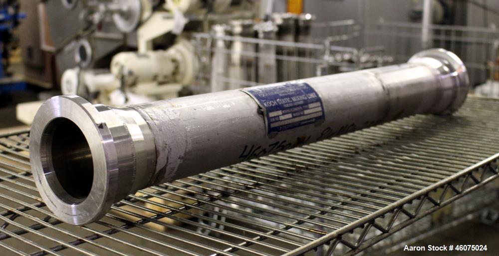 Used Koch-Glitsch Static Mixer, Type SMX, Stainless Steel. (6) Mixing elements, approximate 3-1/2" diameter x 20" long chamber. 3-1/2" Inlet/outlet. Job#G35400-04.