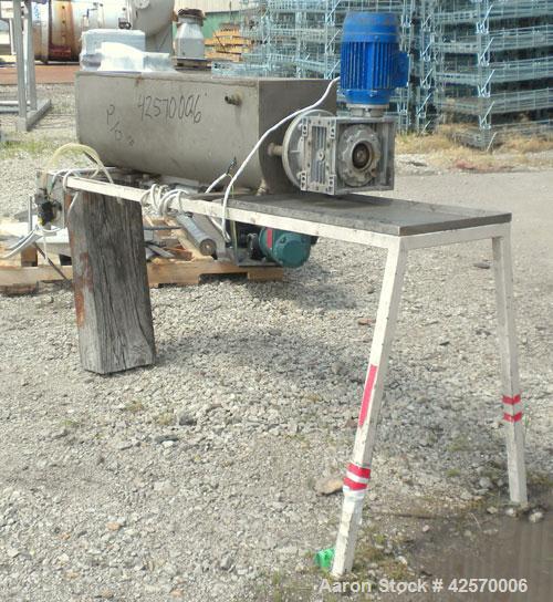 Used- Continuous Mixer. MU Metal non-jacketed trough 8" wide x 34-1/2" long x 10" deep. 1-1/4" diameter 304 stainless steel ...