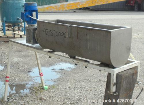 Used- Continuous Mixer. MU Metal non-jacketed trough 8" wide x 34-1/2" long x 10" deep. 1-1/4" diameter 304 stainless steel ...