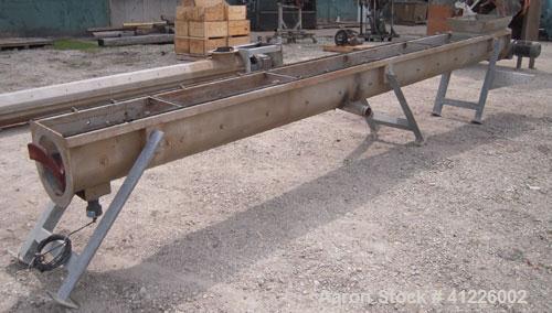 Used Continuous "L" Shaped Mixer consisting of: (1) Horizontal section with an 11" diameter x 5" pitch single ribbon, 4130 carbon steel, 304 stainless steel trough, partially rubber lined, 12 1/2" wi...