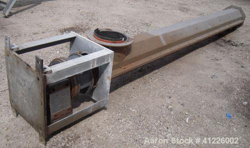 Used Continuous "L" Shaped Mixer consisting of: (1) Horizontal section with an 11" diameter x 5" pitch single ribbon, 4130 carbon steel, 304 stainless steel trough, partially rubber lined, 12 1/2" wi...