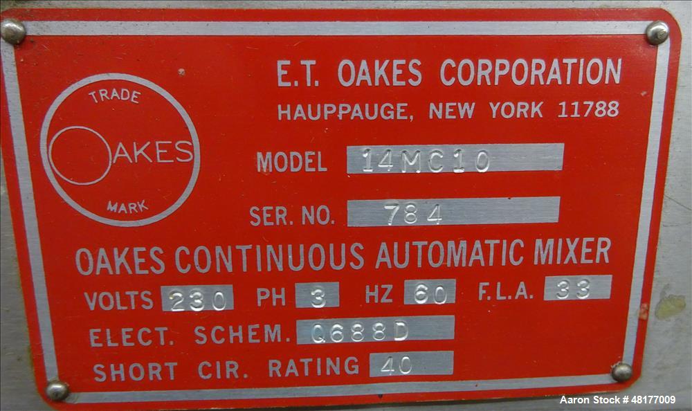 Used E.T. Oakes Continuous Automatic Mixer, Model 14MC10