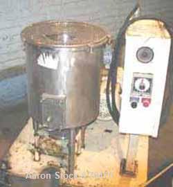 Used Oakes Slurry Mixer, Model 18" SM, Stainless Steel. 16" x 18" non-jacketed mixing can with 10 blunt blades and side scrapers, bottom driven by a 3 hp vari-speed drive, capacity 90 lbs. (2) 4-1/2"...