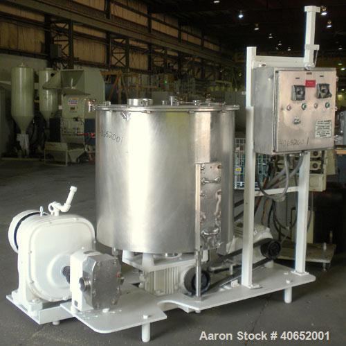 Used Oakes Slurry Mixer, Model 40'' SM, 304 Stainless Steel. 200 Gallon (1,000 pound) capacity non-jacketed tank, 40" diameter x 37" deep. Bolt on top cover, 1/3 hinged. (8) 1'' thick fixed, removabl...