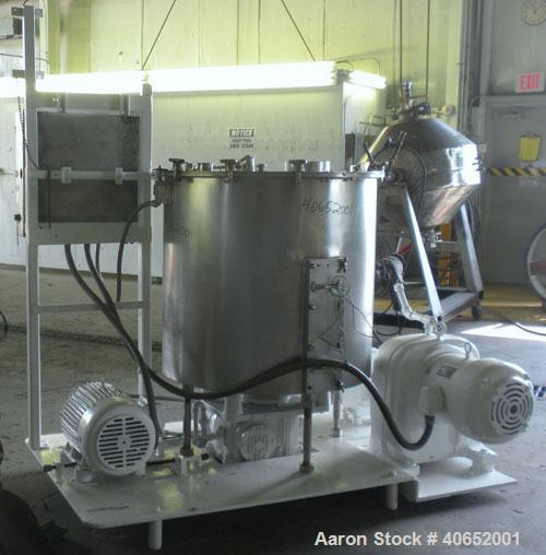 Used Oakes Slurry Mixer, Model 40'' SM, 304 Stainless Steel. 200 Gallon (1,000 pound) capacity non-jacketed tank, 40" diameter x 37" deep. Bolt on top cover, 1/3 hinged. (8) 1'' thick fixed, removabl...