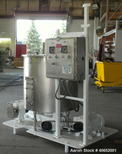 Used Oakes Slurry Mixer, Model 40'' SM, 304 Stainless Steel. 200 Gallon (1,000 pound) capacity non-jacketed tank, 40" diameter x 37" deep. Bolt on top cover, 1/3 hinged. (8) 1'' thick fixed, removabl...
