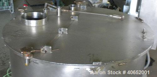 Used Oakes Slurry Mixer, Model 40'' SM, 304 Stainless Steel. 200 Gallon (1,000 pound) capacity non-jacketed tank, 40" diameter x 37" deep. Bolt on top cover, 1/3 hinged. (8) 1'' thick fixed, removabl...