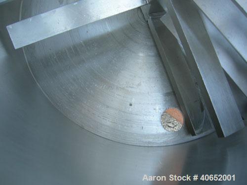 Used Oakes Slurry Mixer, Model 40'' SM, 304 Stainless Steel. 200 Gallon (1,000 pound) capacity non-jacketed tank, 40" diameter x 37" deep. Bolt on top cover, 1/3 hinged. (8) 1'' thick fixed, removabl...