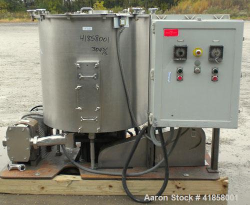Used Oakes Slurry Mixer, Model 40'' SM, 200 Gallon (1,000 Pound) Capacity, 304 Stainless Steel. Non-jacketed tank, 40" diameter x 37" deep. Bolt on top cover, 1/3 hinged. (8) 1'' thick fixed, removab...