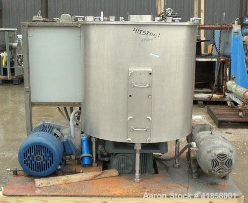 Used Oakes Slurry Mixer, Model 40'' SM, 200 Gallon (1,000 Pound) Capacity, 304 Stainless Steel. Non-jacketed tank, 40" diameter x 37" deep. Bolt on top cover, 1/3 hinged. (8) 1'' thick fixed, removab...