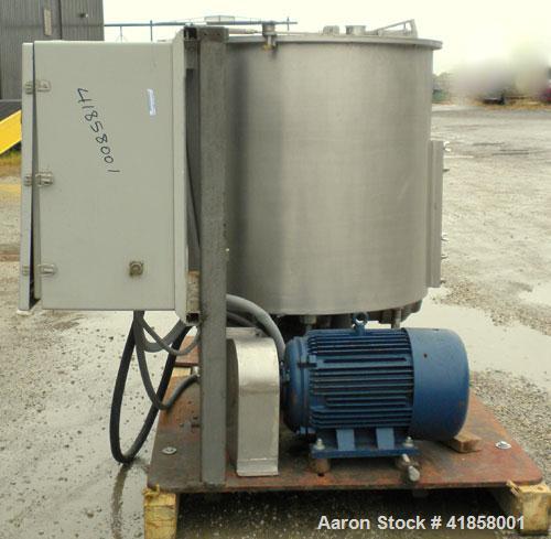 Used Oakes Slurry Mixer, Model 40'' SM, 200 Gallon (1,000 Pound) Capacity, 304 Stainless Steel. Non-jacketed tank, 40" diameter x 37" deep. Bolt on top cover, 1/3 hinged. (8) 1'' thick fixed, removab...
