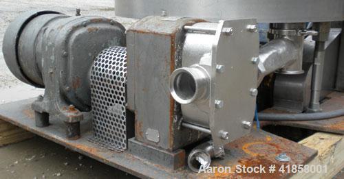 Used Oakes Slurry Mixer, Model 40'' SM, 200 Gallon (1,000 Pound) Capacity, 304 Stainless Steel. Non-jacketed tank, 40" diameter x 37" deep. Bolt on top cover, 1/3 hinged. (8) 1'' thick fixed, removab...