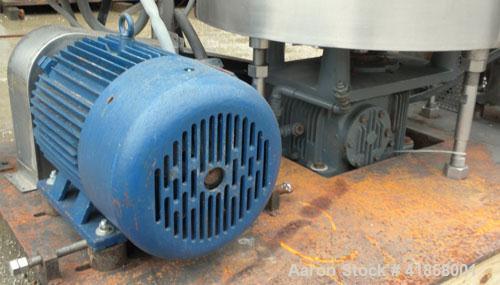 Used Oakes Slurry Mixer, Model 40'' SM, 200 Gallon (1,000 Pound) Capacity, 304 Stainless Steel. Non-jacketed tank, 40" diameter x 37" deep. Bolt on top cover, 1/3 hinged. (8) 1'' thick fixed, removab...