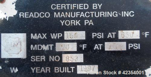 Used Readco 5" Twin Shaft Continuous Processor, Stainless Steel. (2) 5" Shafts with HS-6 Cobalt based screw segments. 316 Stainless steel jacketed clamshell design barrel rated 150 psi at 20-650 deg ...