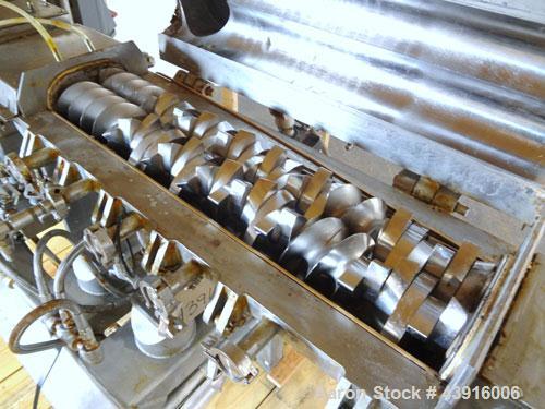 Used Readco 5" Twin Shaft Continuous Processor, 316 Stainless Steel.  (2) 5" Diameter x 36" long shafts with mixing elements.  Stainless steel jacketed barrel rated 150 psi at -20 to 400 degrees F, b...