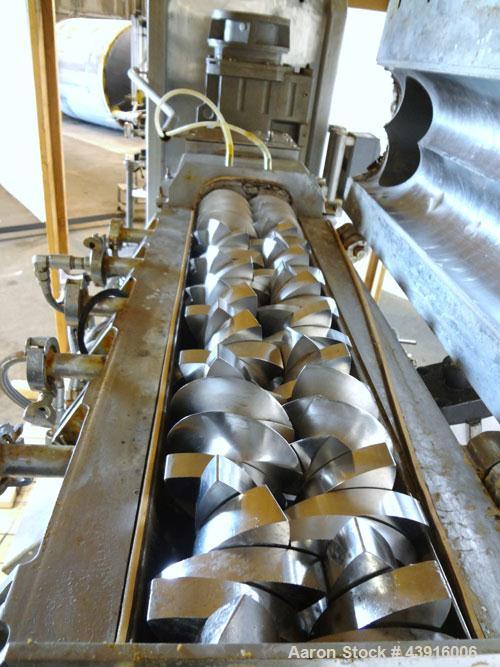 Used Readco 5" Twin Shaft Continuous Processor, 316 Stainless Steel.  (2) 5" Diameter x 36" long shafts with mixing elements.  Stainless steel jacketed barrel rated 150 psi at -20 to 400 degrees F, b...