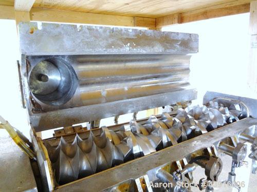 Used Readco 5" Twin Shaft Continuous Processor, 316 Stainless Steel.  (2) 5" Diameter x 36" long shafts with mixing elements.  Stainless steel jacketed barrel rated 150 psi at -20 to 400 degrees F, b...