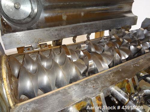 Used Readco 5" Twin Shaft Continuous Processor, 316 Stainless Steel.  (2) 5" Diameter x 36" long shafts with mixing elements.  Stainless steel jacketed barrel rated 150 psi at -20 to 400 degrees F, b...