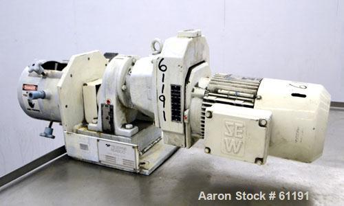 Used Teledyne Readco Batch Type Pin Mixer, Model TR8-8, 316 Stainless Steel. 8" Diameter x 8” long non-jacketed horizontal chamber. Approximate 2” diameter shaft with 5/8” diameter pins. (2) 1/4” NPT...