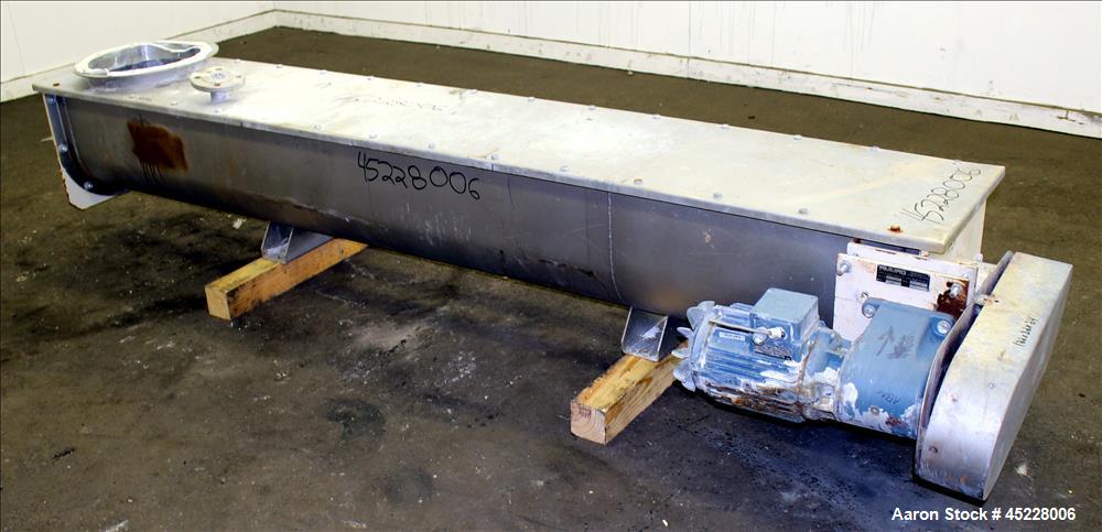 Used AMMAG Continuous Paddle Mixer, Model SCHN 350, 304 Stainless Steel. Trough approximate 106" long x 14-1/8" wide x 16" deep, with 304 stainless steel jacket. 304 stainless steel mixing blade appr...