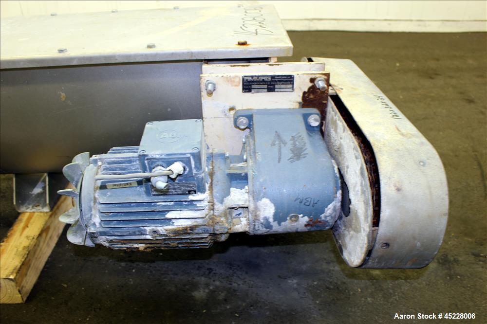 Used AMMAG Continuous Paddle Mixer, Model SCHN 350, 304 Stainless Steel. Trough approximate 106" long x 14-1/8" wide x 16" deep, with 304 stainless steel jacket. 304 stainless steel mixing blade appr...