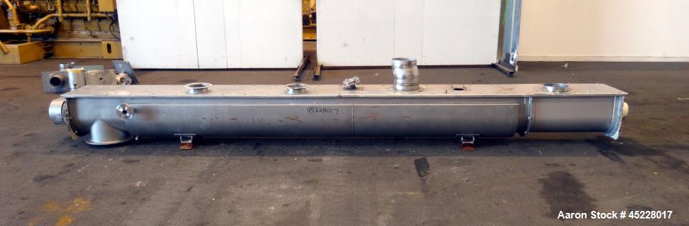 Used AMMAG Continuous Paddle Mixer, Model SCHN 350, 304 Stainless Steel. Trough approximate 187" long x 14-1/8" wide x 16" deep, with 304 stainless steel jacket. 304 stainless steel mixing blade appr...