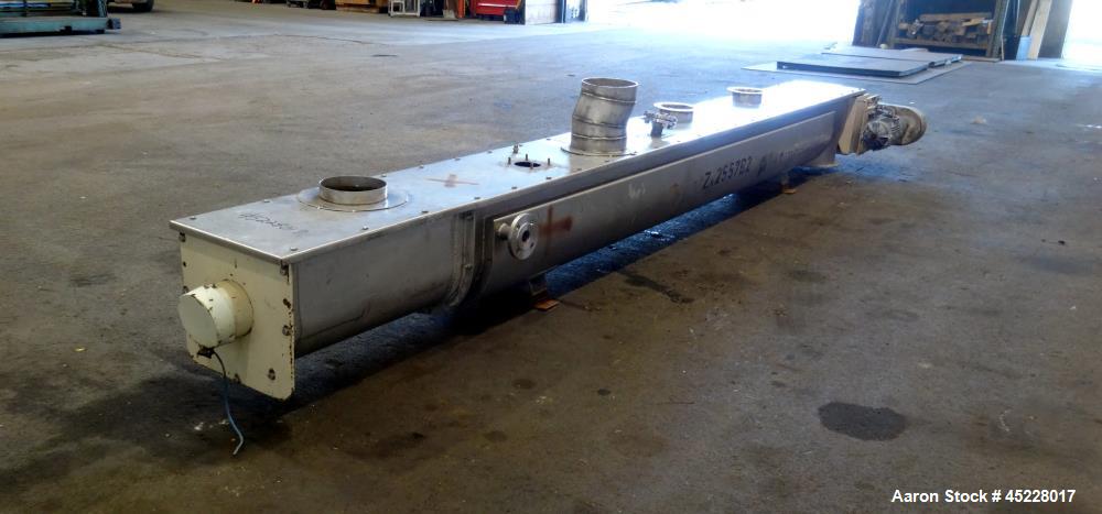 Used AMMAG Continuous Paddle Mixer, Model SCHN 350, 304 Stainless Steel. Trough approximate 187" long x 14-1/8" wide x 16" deep, with 304 stainless steel jacket. 304 stainless steel mixing blade appr...