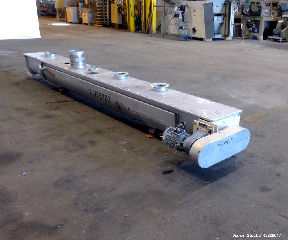 Used AMMAG Continuous Paddle Mixer, Model SCHN 350, 304 Stainless Steel. Trough approximate 187" long x 14-1/8" wide x 16" deep, with 304 stainless steel jacket. 304 stainless steel mixing blade appr...