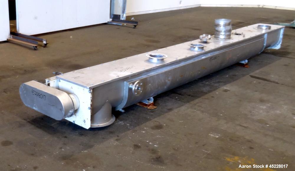 Used AMMAG Continuous Paddle Mixer, Model SCHN 350, 304 Stainless Steel. Trough approximate 187" long x 14-1/8" wide x 16" deep, with 304 stainless steel jacket. 304 stainless steel mixing blade appr...
