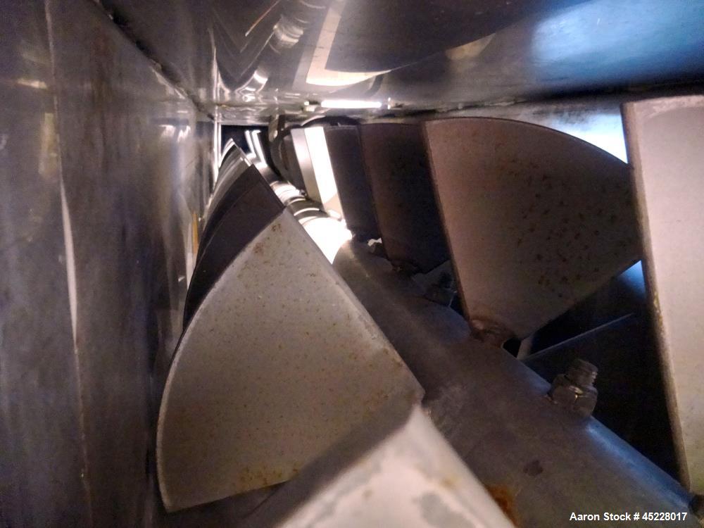 Used AMMAG Continuous Paddle Mixer, Model SCHN 350, 304 Stainless Steel. Trough approximate 187" long x 14-1/8" wide x 16" deep, with 304 stainless steel jacket. 304 stainless steel mixing blade appr...