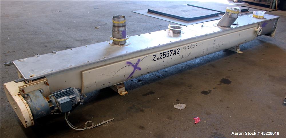 Used AMMAG Continuous Paddle Mixer, Model SCHN, 304 Stainless Steel. Trough approximate 187" long x 14-1/8" wide x 16" deep, with 304 stainless steel jacket. 304 stainless steel mixing blade approxim...