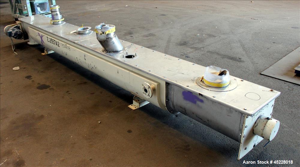 Used AMMAG Continuous Paddle Mixer, Model SCHN, 304 Stainless Steel. Trough approximate 187" long x 14-1/8" wide x 16" deep, with 304 stainless steel jacket. 304 stainless steel mixing blade approxim...