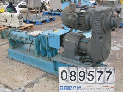 USED: Teledyne Readco 5" twin screw processor, 316 stainless steel. (2) 5" diameter x approximate 36" long shafts, clamshell design. Carbon steel jacketed chamber rated 150 psi at 300 deg F. 5" x 8" ...