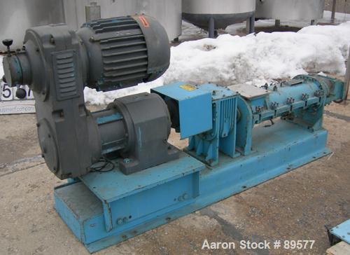 USED: Teledyne Readco 5" twin screw processor, 316 stainless steel. (2) 5" diameter x approximate 36" long shafts, clamshell design. Carbon steel jacketed chamber rated 150 psi at 300 deg F. 5" x 8" ...