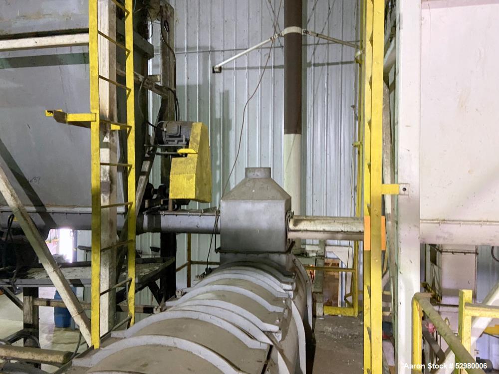 Used UAS/Wenger Paddle Horizontal shaft Pre-conditioner / Conditioning Drum, Stainless Steel. Approximately 36" diameter x 12' long. Equipped with top and bottom steam injection. Drive motor.