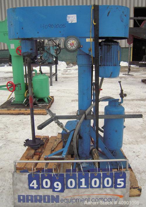 Used High Speed Disperser. (1) 1 3/4" diameter carbon steel shaft with a 10" diameter 321 stainless steel blade. Will center in an approximate 42" diameter can. Air/oil lift, tank holder. Hand operat...