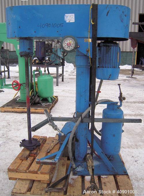 Used High Speed Disperser. (1) 1 3/4" diameter carbon steel shaft with a 10" diameter 321 stainless steel blade. Will center in an approximate 42" diameter can. Air/oil lift, tank holder. Hand operat...