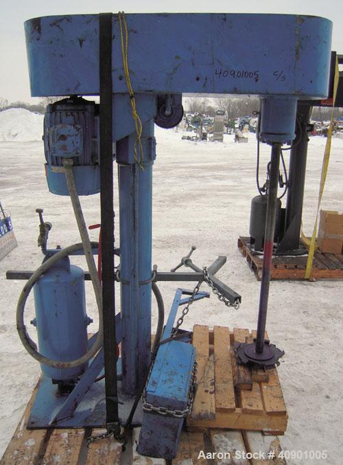 Used High Speed Disperser. (1) 1 3/4" diameter carbon steel shaft with a 10" diameter 321 stainless steel blade. Will center in an approximate 42" diameter can. Air/oil lift, tank holder. Hand operat...