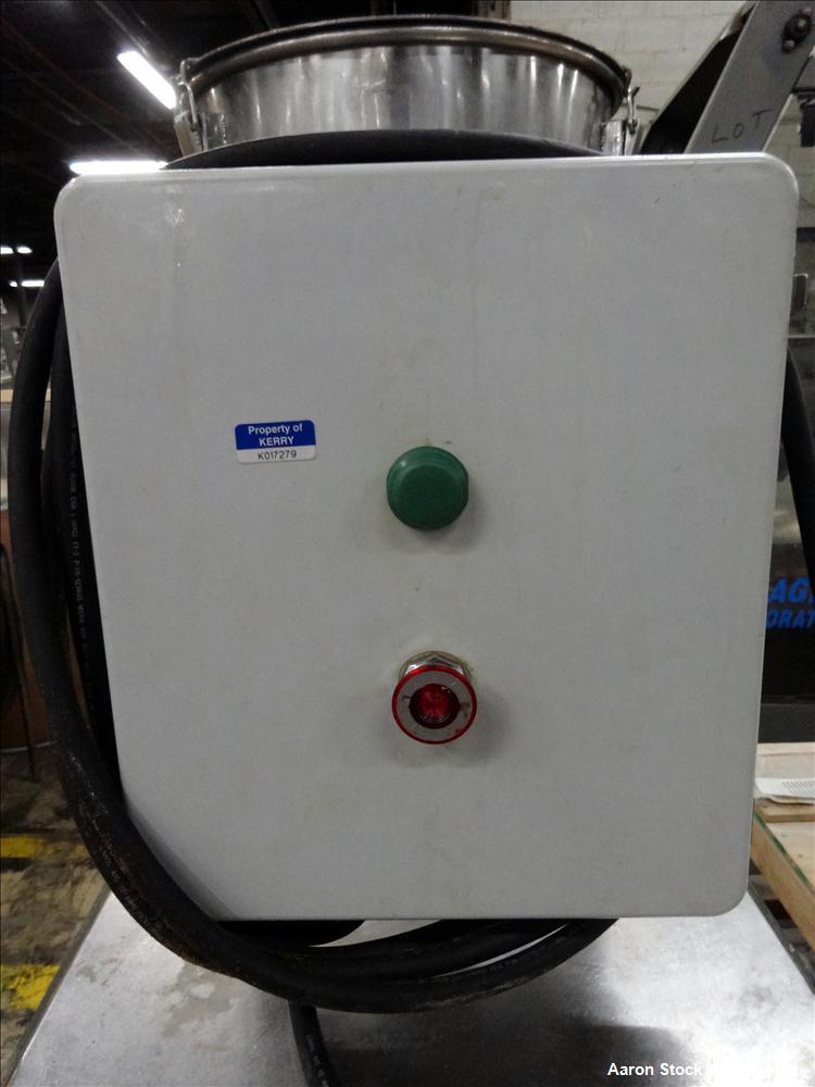 Used Fabricated Stainless Steel Mixing System, Approximately 25 gallons, Stainless Steel. 17-1/2" diameter x 25" straight side. (4) blade bottom mixer. Driven by 1.5Kw, 1725 rpm, 3/60/208-230/460 vol...