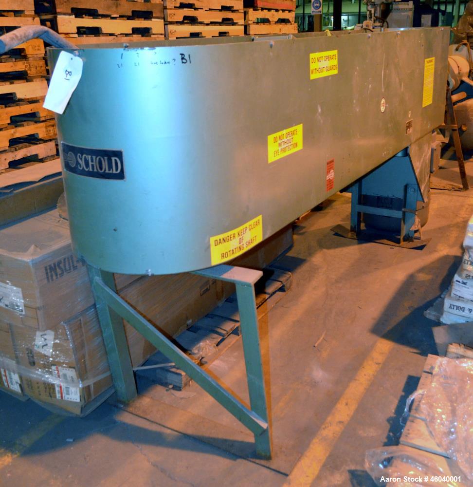 Used Schold High Shear Vertical Mixer, S/N 751594, 100 HP, 150 lbs. Max. Pressure, Speed 355 - 980, Pneumatic Elevation.  Includes 65 in. Dia. x 70 in. Deep Stainless Steel Vertical Mixing Tank, 15 i...